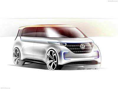 Volkswagen Budd-e Concept 2016 wooden framed poster