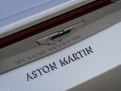 Aston Martin Vantage Morning Frost White 2019 wooden framed poster