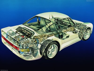 Porsche 959 1986 metal framed poster