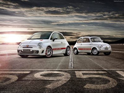 Fiat 595 Abarth 50th Anniversary 2014 wooden framed poster