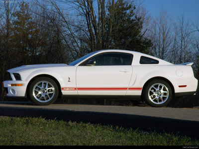 Ford Mustang Shelby GT500 Red Stripe 2007 wooden framed poster