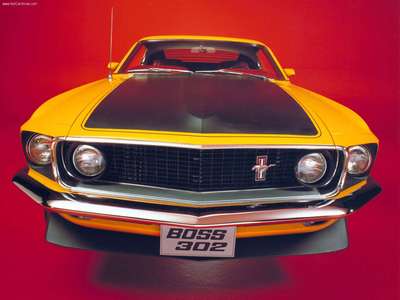 Ford Mustang Boss 302 1969 wooden framed poster