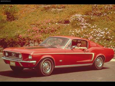Ford Mustang GT 1968 wooden framed poster
