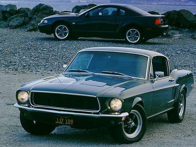 Ford Mustang Bullitt Fastback 1968 wooden framed poster