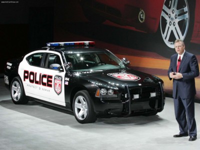 Dodge Charger Police Vehicle 2006 wooden framed poster