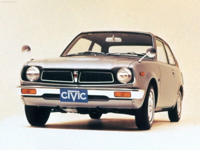 Honda Civic 1973 metal framed poster