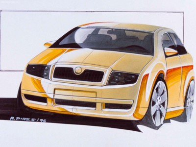 Skoda Fabia Sketches 2000 Poster with Hanger