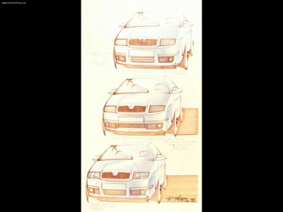 Skoda Fabia Sketches 2000 Poster with Hanger