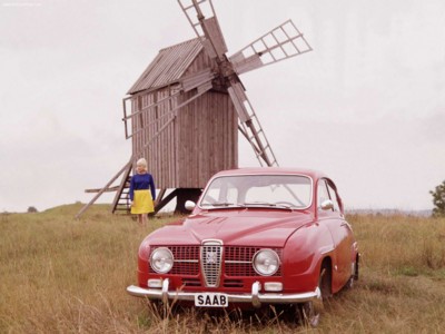 Saab 96 1967 wooden framed poster