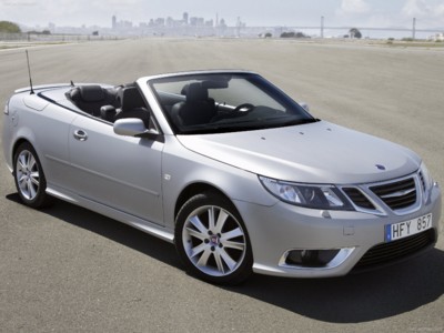 Saab 9-3 Convertible 2008 wooden framed poster