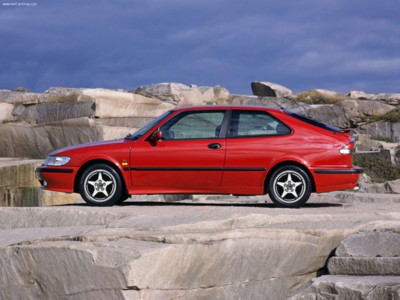 Saab 9-3 Aero Coupe 2000 Poster with Hanger