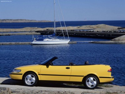Saab 900 Convertible 1998 Poster with Hanger