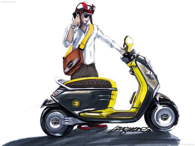 Mini Scooter E Concept 2010 wooden framed poster